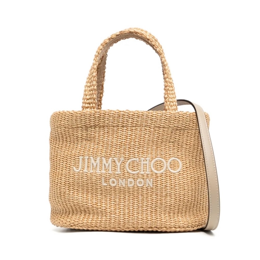 Jimmy Choo Tan Woven Tote Bag